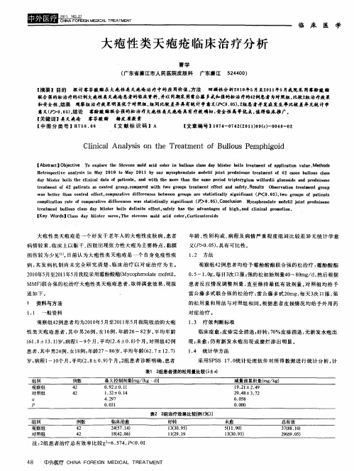 大疱性类天疱疮临床治疗分析