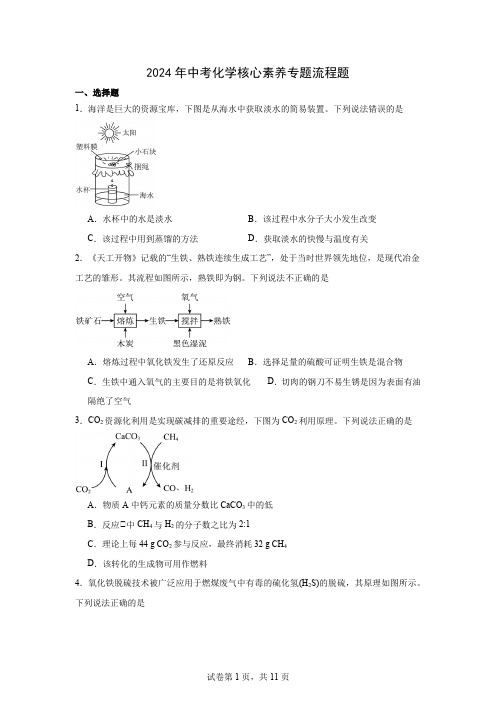 2024年中考化学核心素养专题流程题 