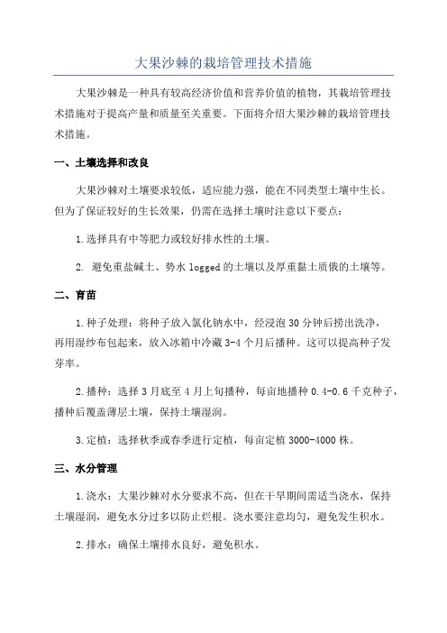 大果沙棘的栽培管理技术措施