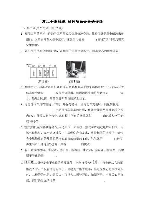 沪科版物理九年级全一册第二十章能源 材料与社会学情评估   含答案