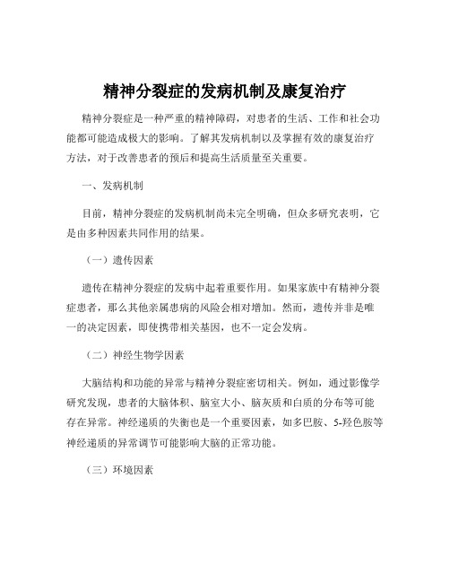 精神分裂症的发病机制及康复治疗