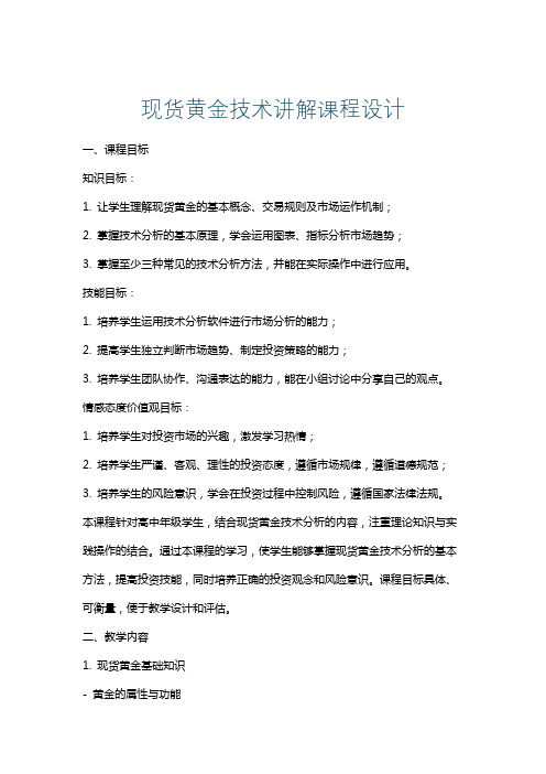 现货黄金技术讲解课程设计