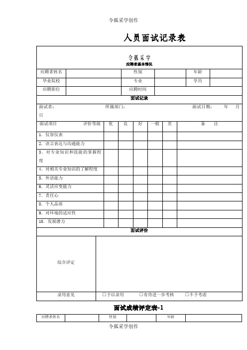 人员面试记录表