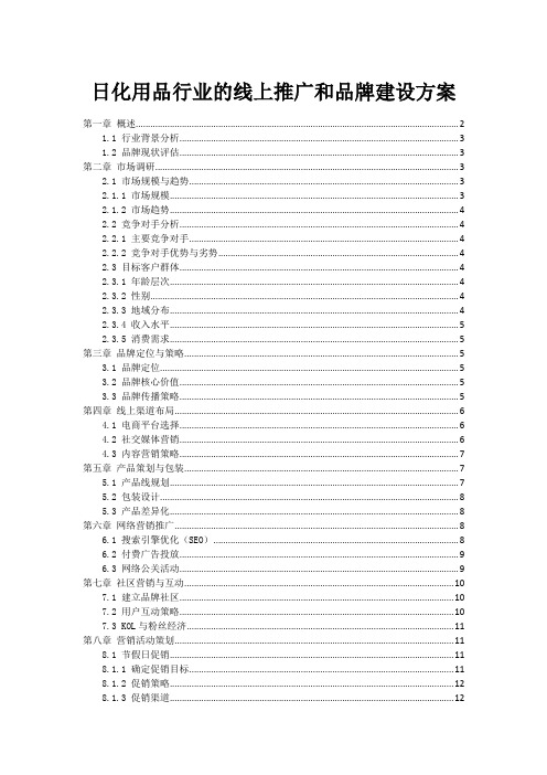 日化用品行业的线上推广和品牌建设方案