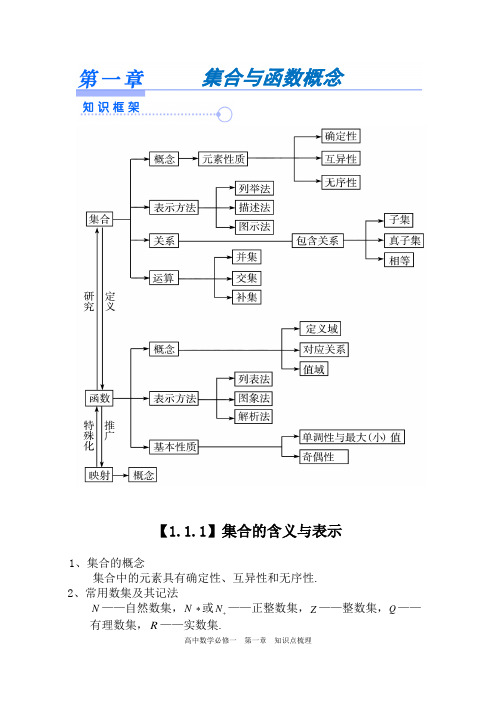 高一数学必修1 数学  第一章  完整知识点梳理大全(最全)