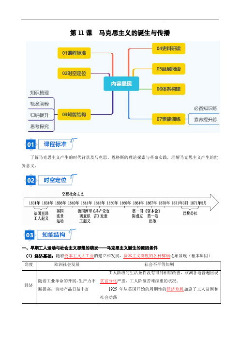 第11课 马克思主义的诞生与传播(教师版)