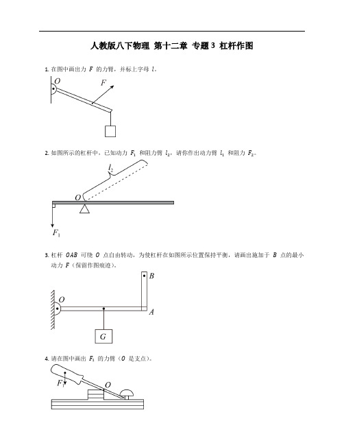 人教版八年级下学期物理 第十二章 专题3 杠杆作图