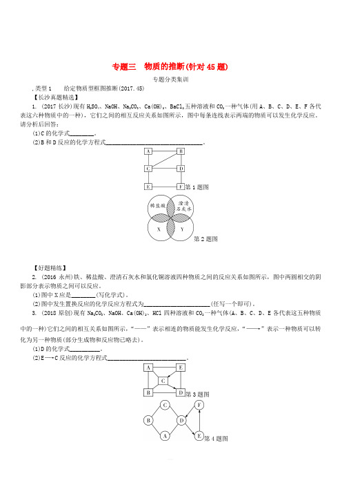 湖南省长沙市2018中考化学复习第二部分重点专题突破专题三物质的推断专题集训(含答案)