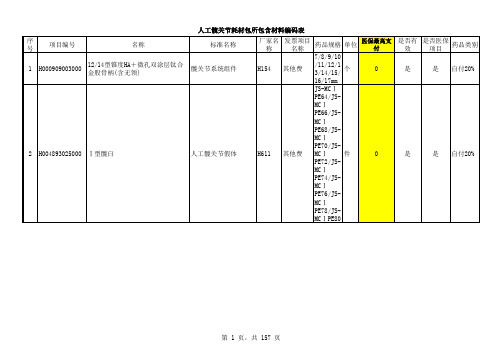 人工关节包包含项目编码表