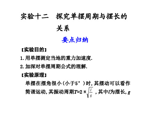 实验十二探究单摆周期与摆长的关系