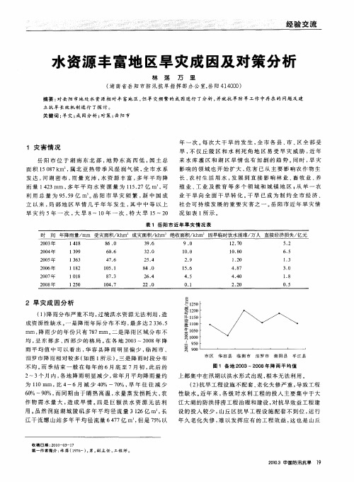 水资源丰富地区旱灾成因及对策分析