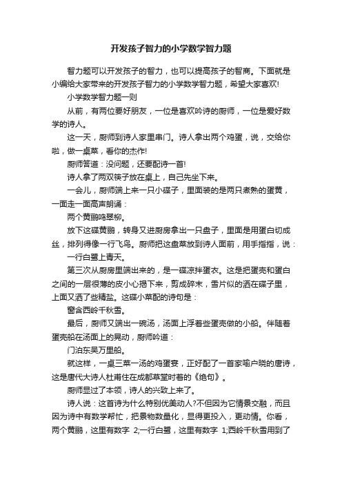 开发孩子智力的小学数学智力题