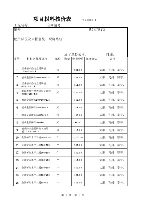 桥架报价表