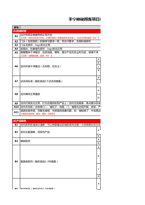 2014李宁神秘顾客检查标准V10 0506