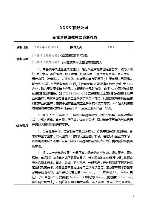 卓越绩效诊断报告