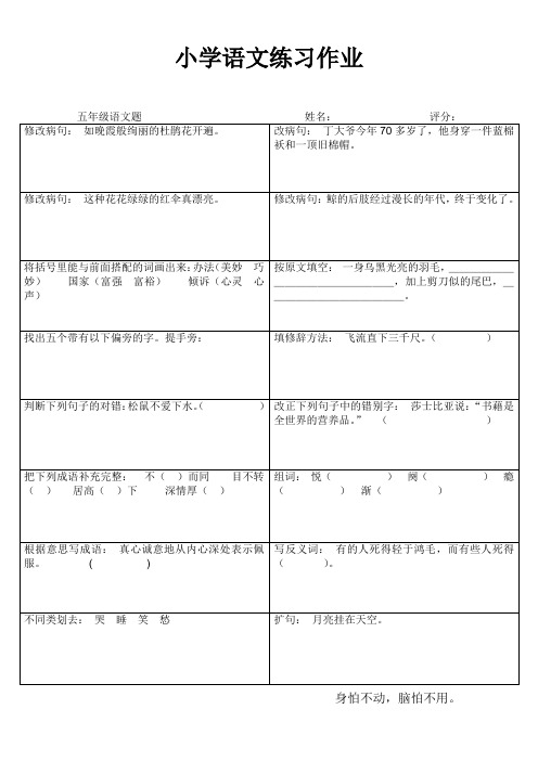 罗阳小学五年级语文期末复习练习作业120