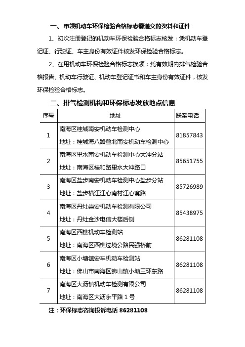 一、申领机动车环保检验合格标志需递交的资料和证件