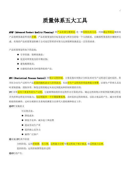 质量体系五大工具七大手法定义及其详细解读