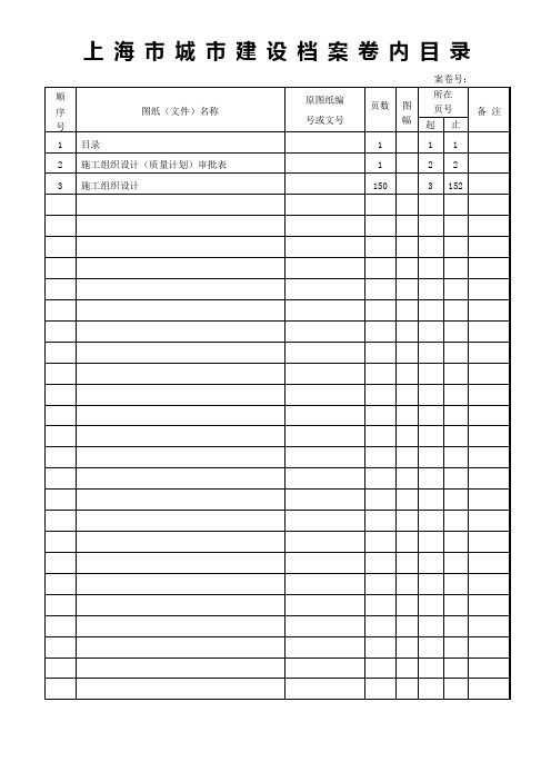 上海市城市建设档案卷内目录(最新)