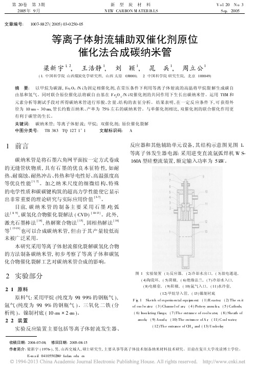 等离子体射流辅助双催化剂原位催化法合成碳纳米管