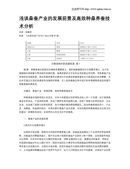 浅谈桑蚕产业的发展前景及高效种桑养蚕技术分析