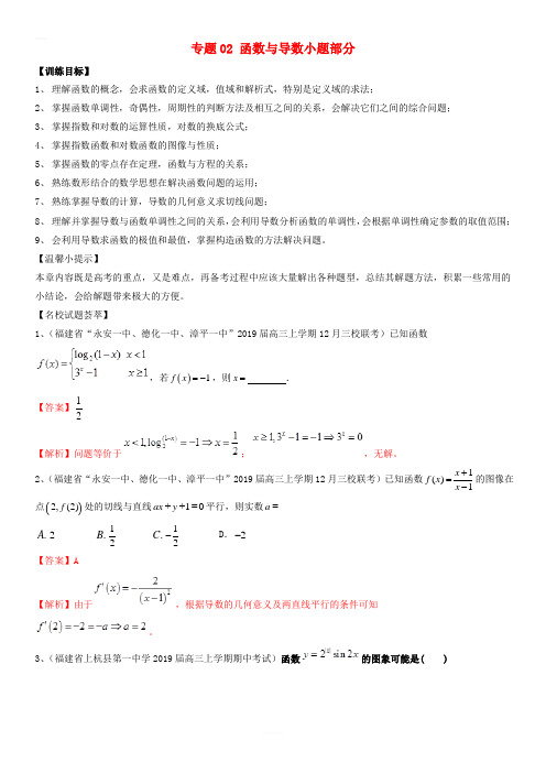 2019年高考数学二轮复习解题思维提升专题02函数与导数小题部分训练手册(附答案)