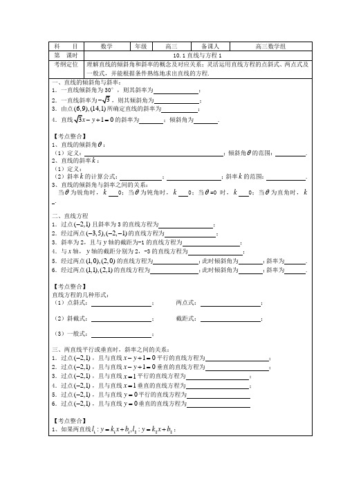 10.1直线与方程1(教师版)