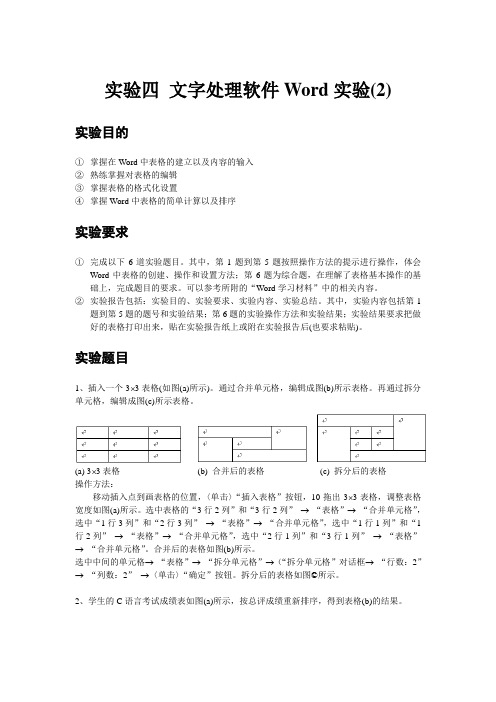 实验四   文字处理软件Word实验(2)