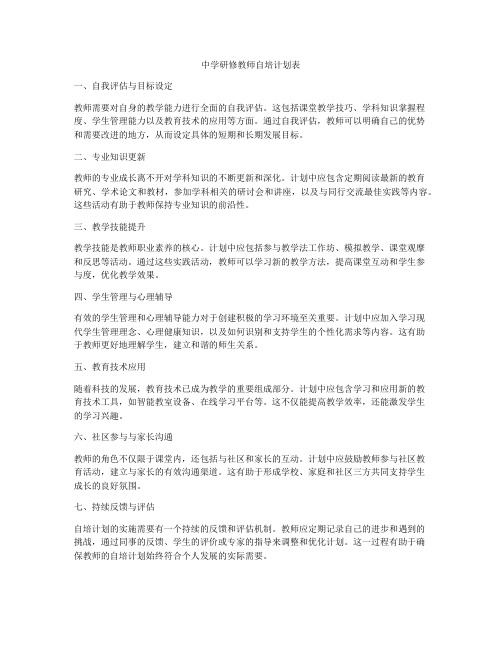 中学研修教师自培计划表