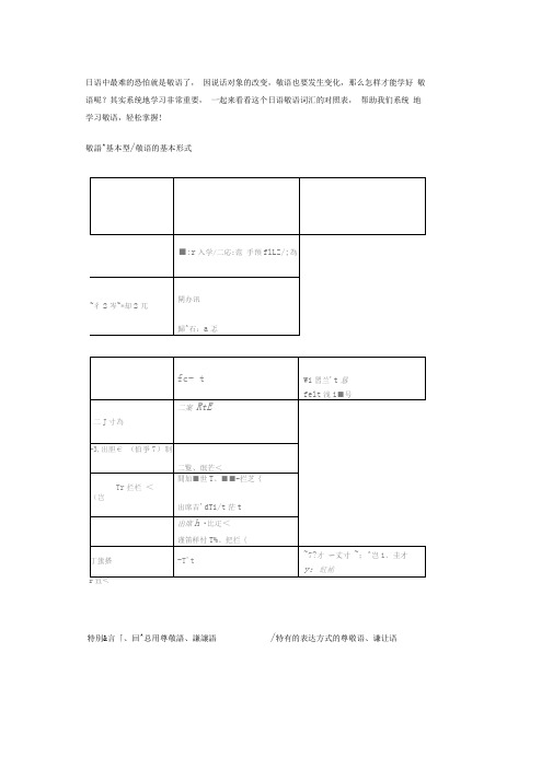 日语敬语表格对照