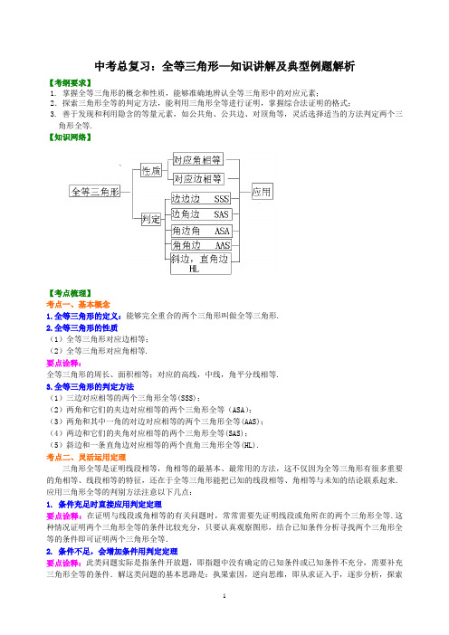 全等三角形—知识讲解及典型例题解析