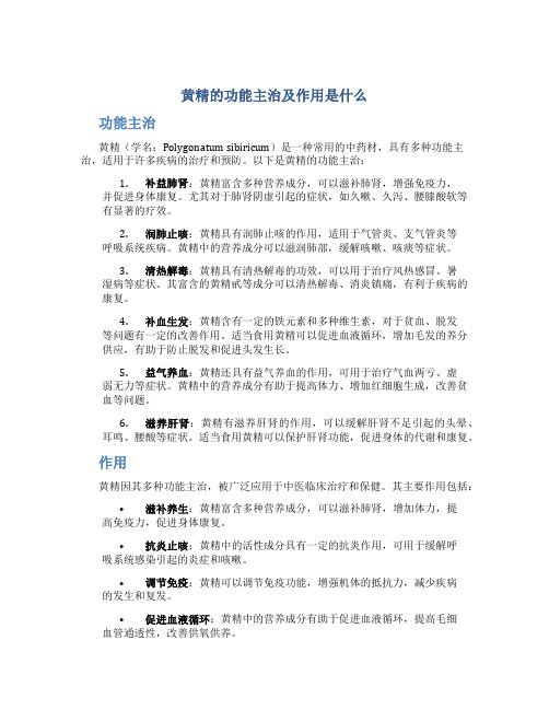 黄精的功能主治及作用是什么