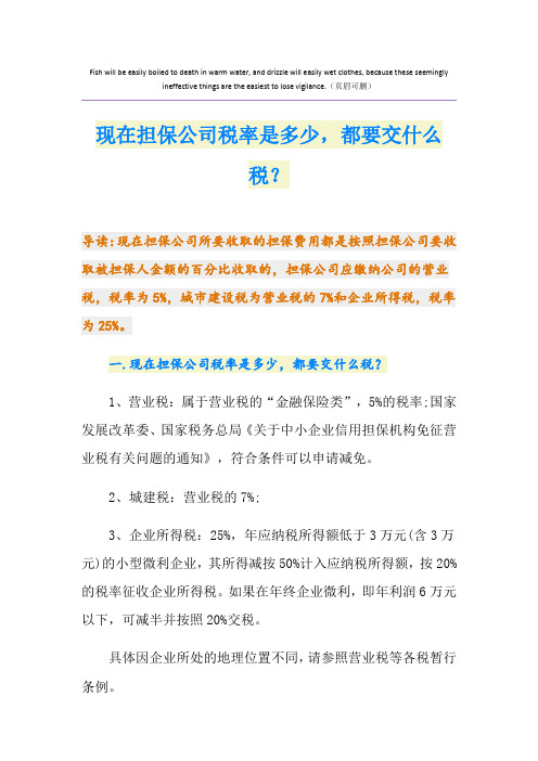 现在担保公司税率是多少,都要交什么税?
