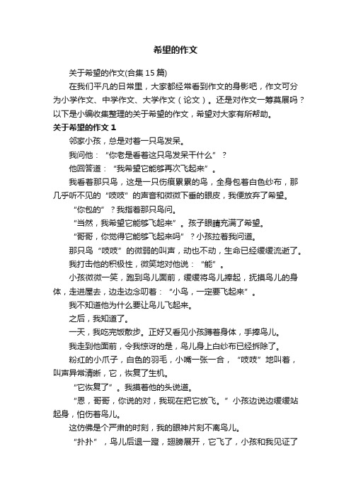 关于希望的作文（合集15篇）