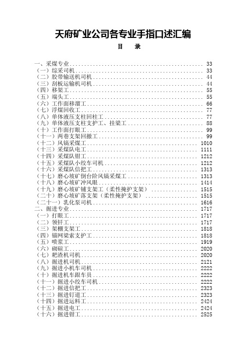 某矿业公司各专业手指口述汇编