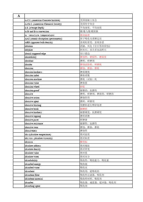 水泥行业专业用英语