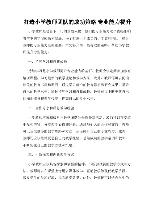 打造小学教师团队的成功策略 专业能力提升