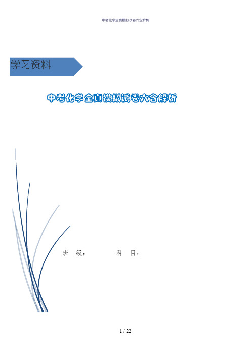 中考化学全真模拟试卷六含解析