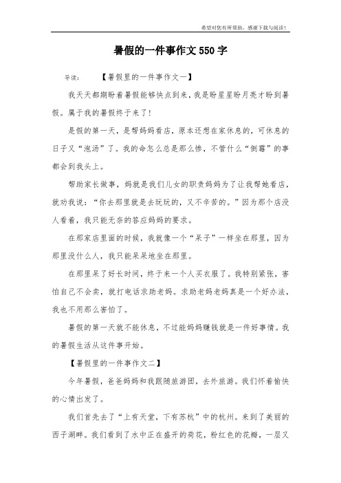 暑假的一件事作文550字