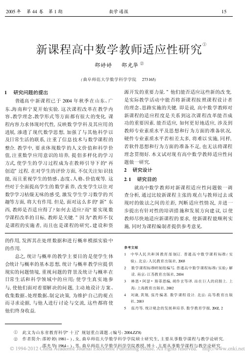 新课程高中数学教师适应性研究