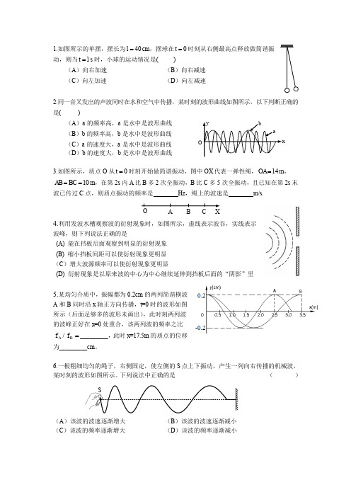 上海高考物理二模机械振动专题