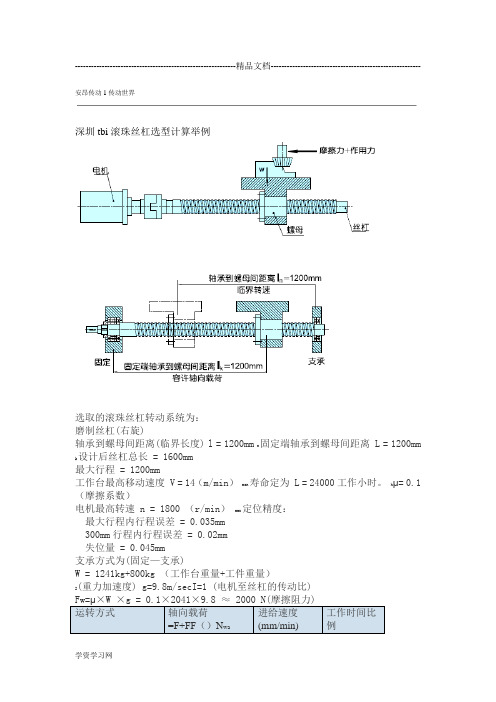 TBI滚珠丝杠选型计算举例讲解