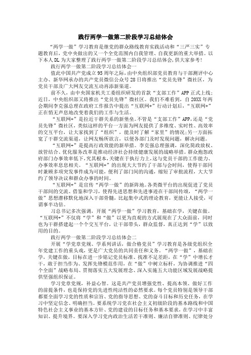 践行两学一做第二阶段学习总结体会