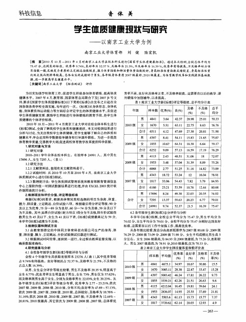 学生体质健康现状与研究——以南京工业大学为例