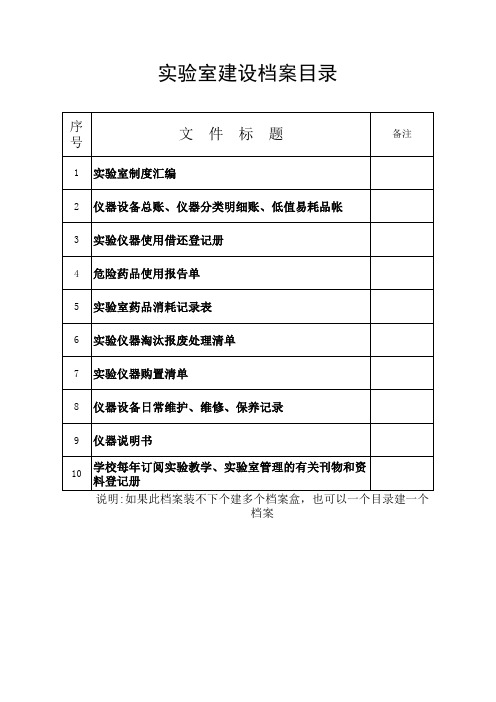 学校实验室建设档案目录2