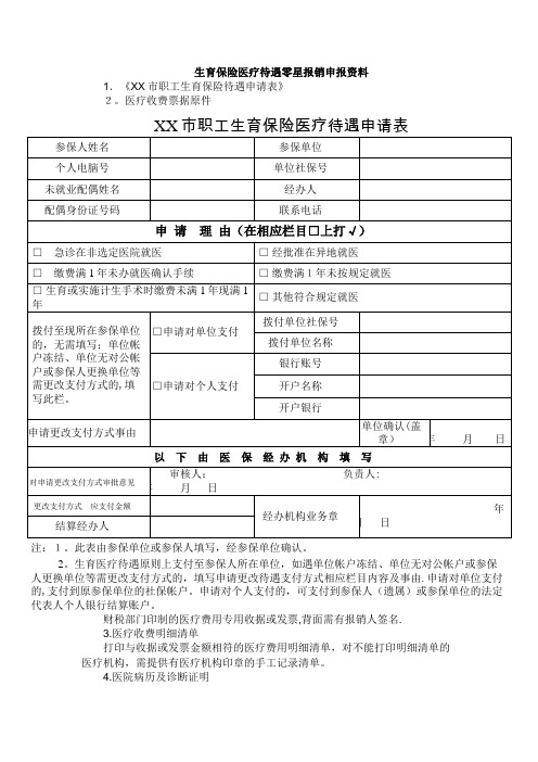 市职工生育保险医疗待遇申请表.doc