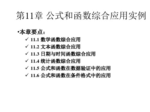 Ch11 公式和函数综合应用实例