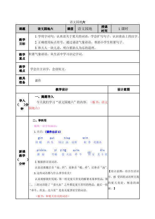 小学一年级下册《语文园地六》教案和《标点符号的用法》创新教案