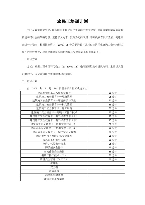 农民工上岗前安全生产教育培训记录