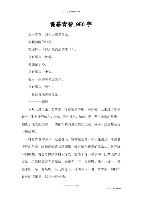 高二散文作文:谢幕青春_950字